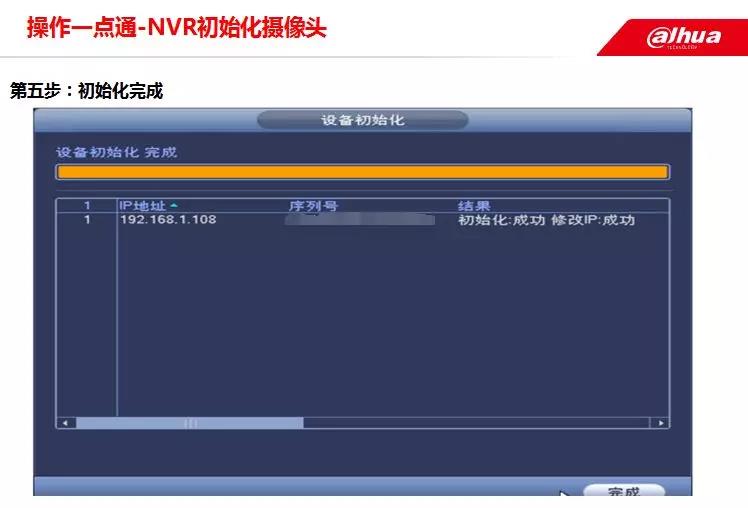 大华NVR初始化摄像头完成
